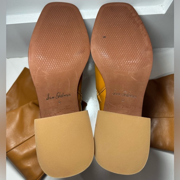 NWOB Sam Edelman Wade Stacked Heel Squared Toe Knee High Boots - Caramel Size 6 - Picture 9 of 9